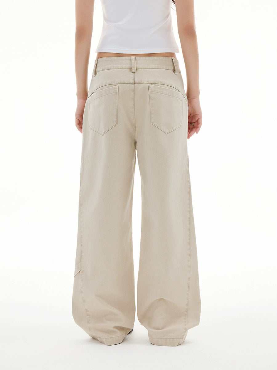 FUNKYFUN Hand-sewn Colorful Starfish Button-up Straight Casual Pants