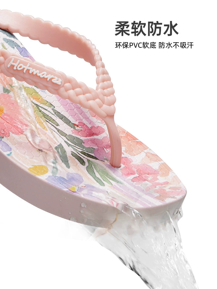 Hotmarzz Seaside Comfortable Non-slip Wear-resistant Soft Thick Bottom Flip-flops