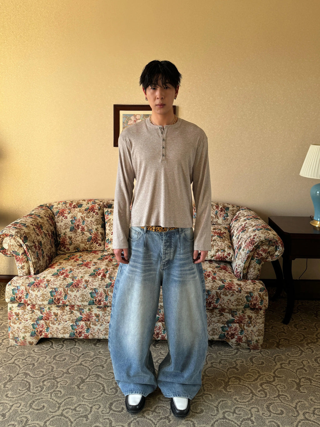 InsGale Slim Short Front Shoulder Henry Neck Long Sleeves