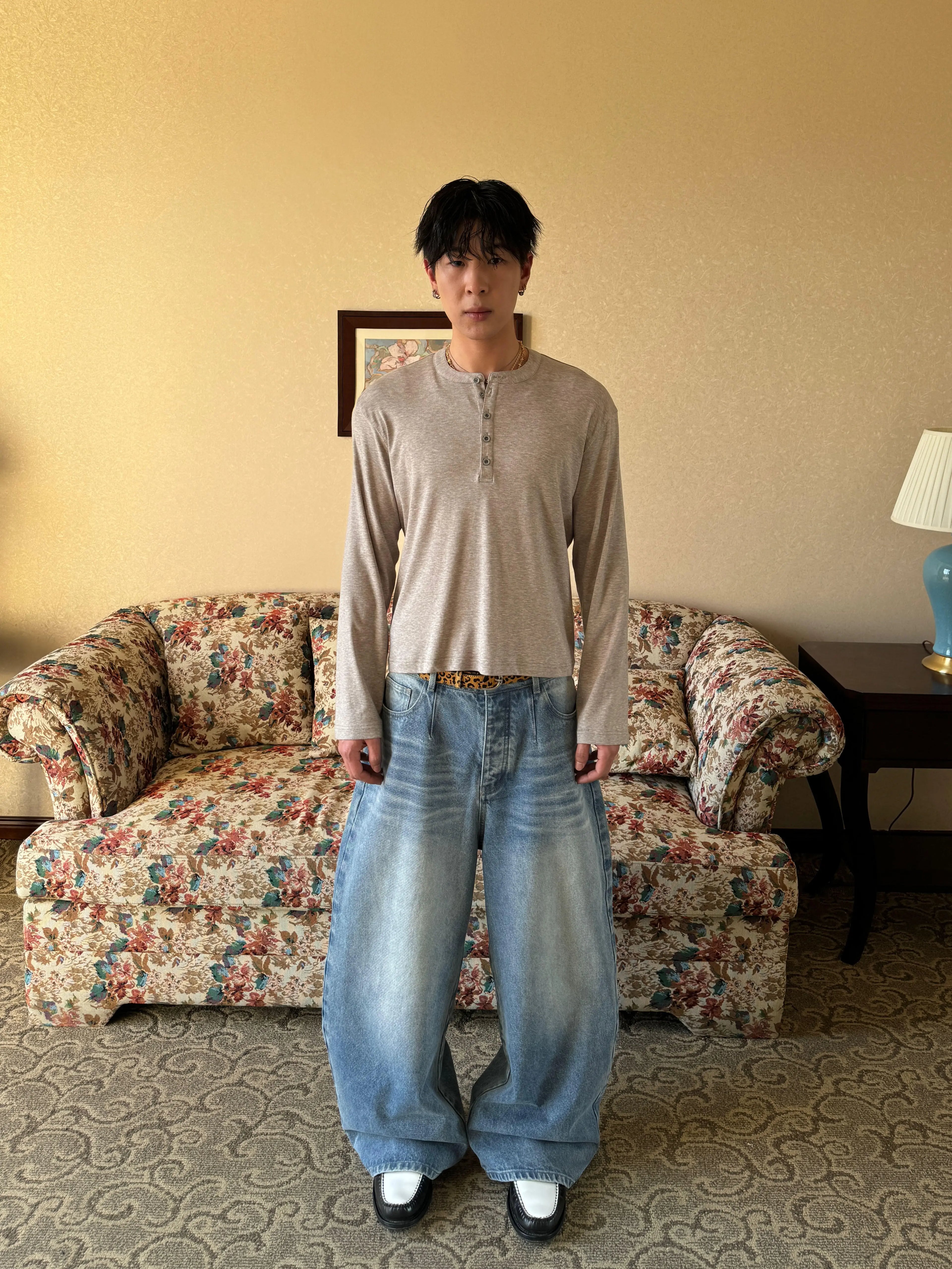 InsGale Slim Short Front Shoulder Henry Neck Long Sleeves