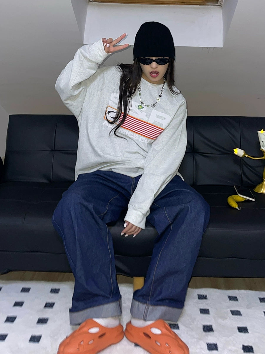 SOSER Shoulder Casual Crew Neck Long Sleeve