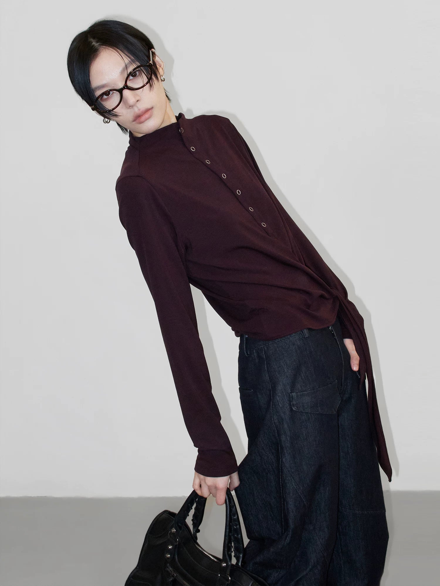 Sameuoo Hem Strap Casual Long Sleeve