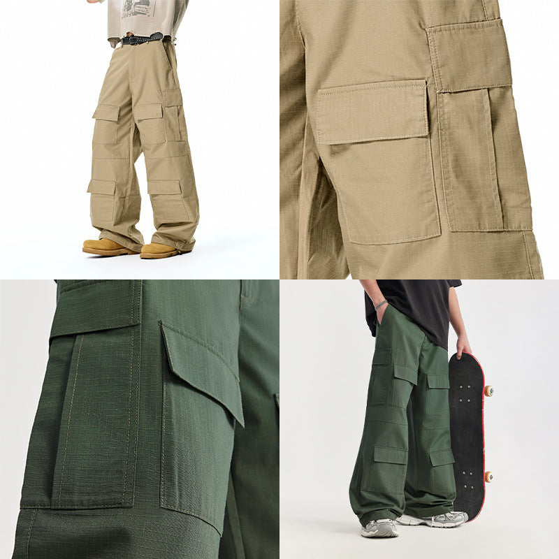 Inflation American Street Wide Leg Pants Casual Pocket Pants