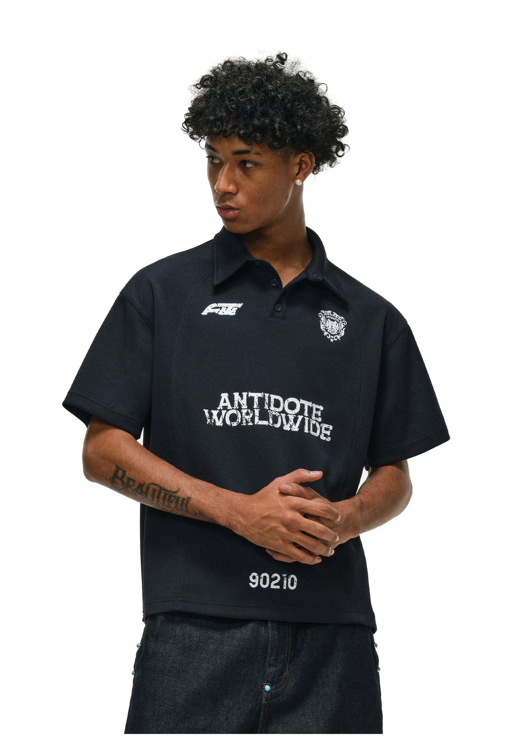 ANTIDOTE Sports Badge Lapel Polo Shirt