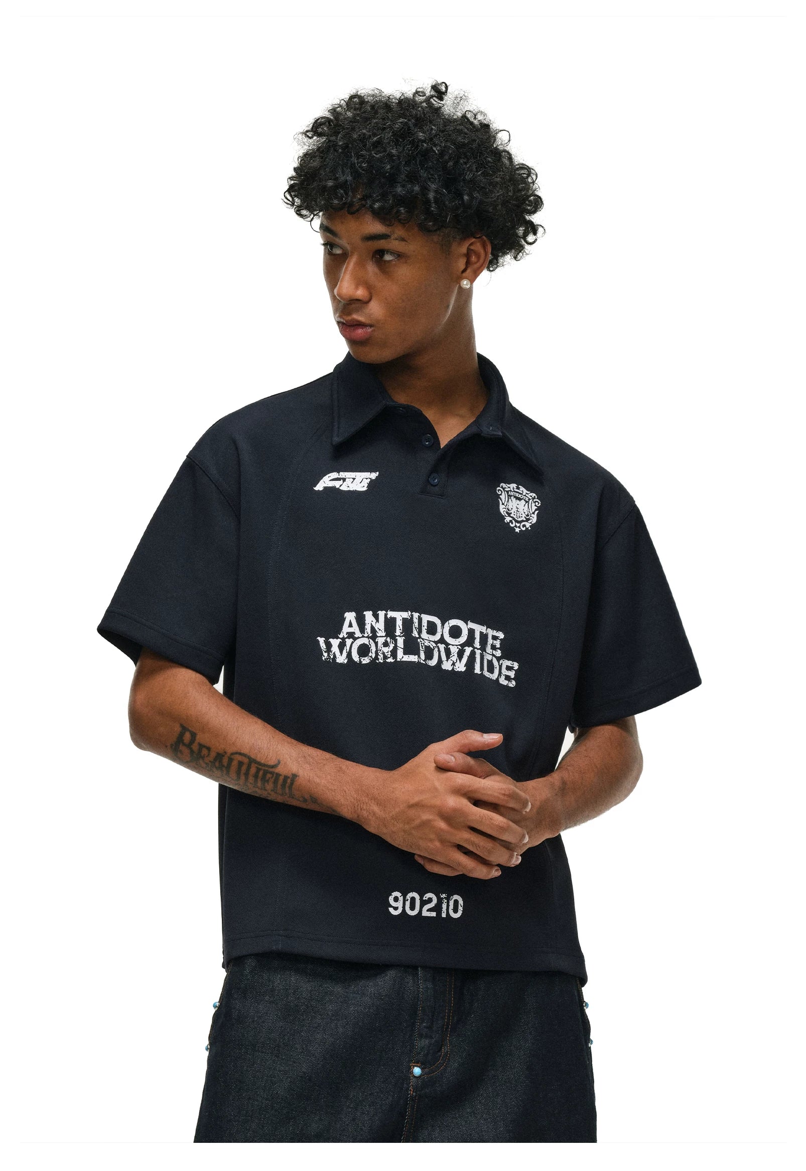 ANTIDOTE Sports Badge Lapel Polo Shirt