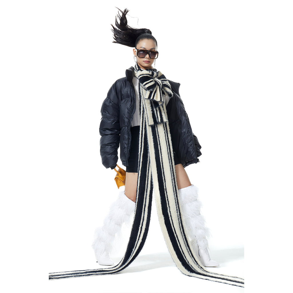 FUNKYFUN Fashionable Versatile Narrow Version Contrasting Long Scarf