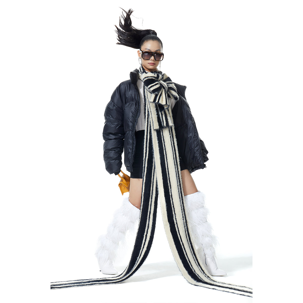 FUNKYFUN Fashionable Versatile Narrow Version Contrasting Long Scarf