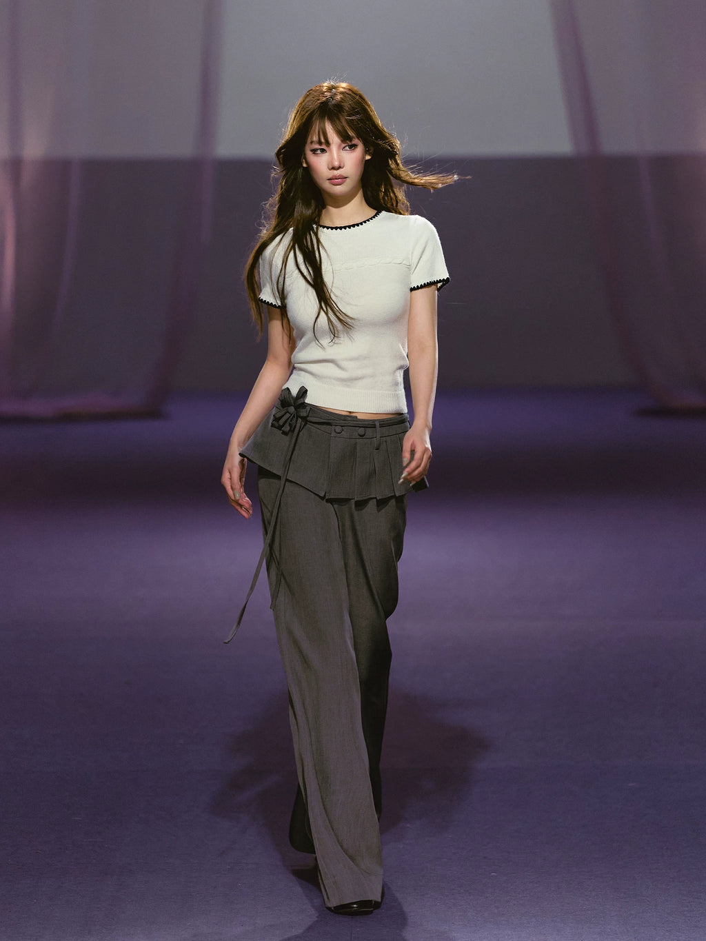 AGAM Fake Two-piece Pleated Straight Trousers
