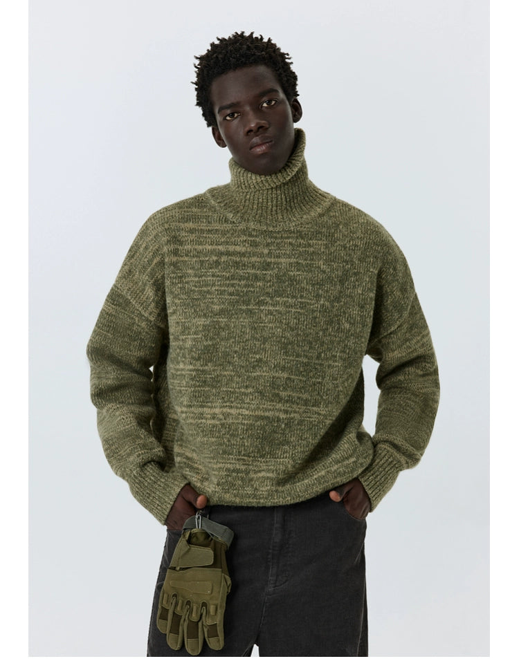 ATRY Retro Stand-up Collar Gradual Change Sweater