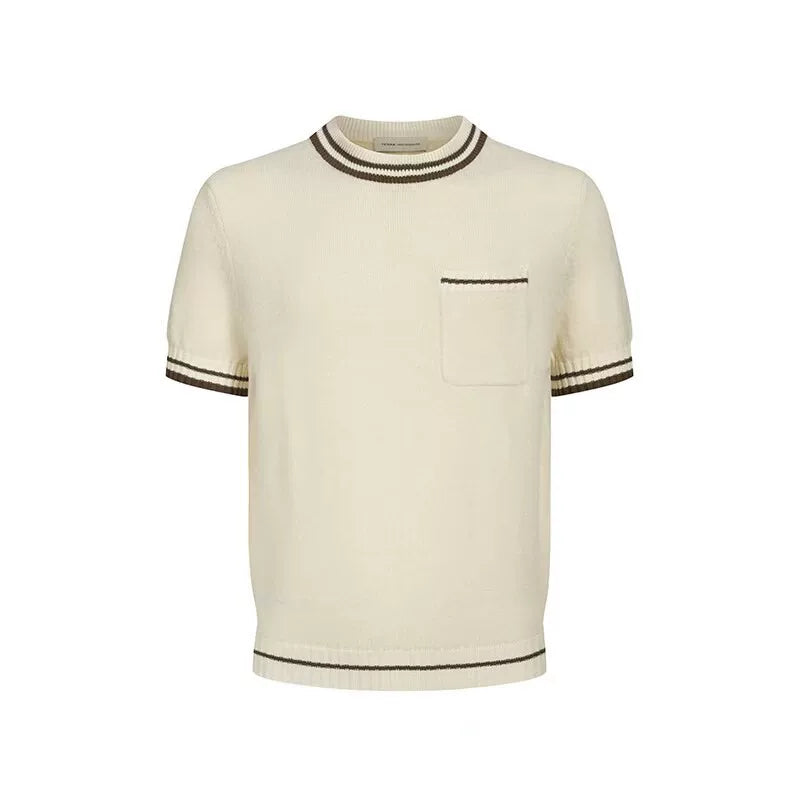 TERRAINCOGNITA Contrast Color Soft Waxy Casual Knitted Tee