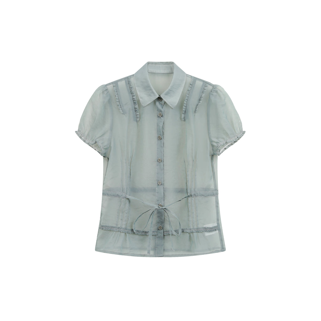 JIKOO Lace Drawstring Thin Shirt