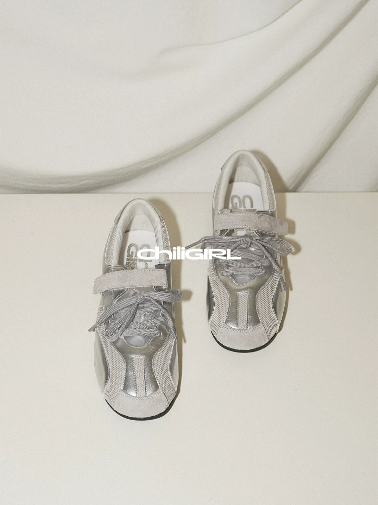 CHILIGIRL Lace-up Casual Mesh Breathable Shallow Mouth Single Shoes
