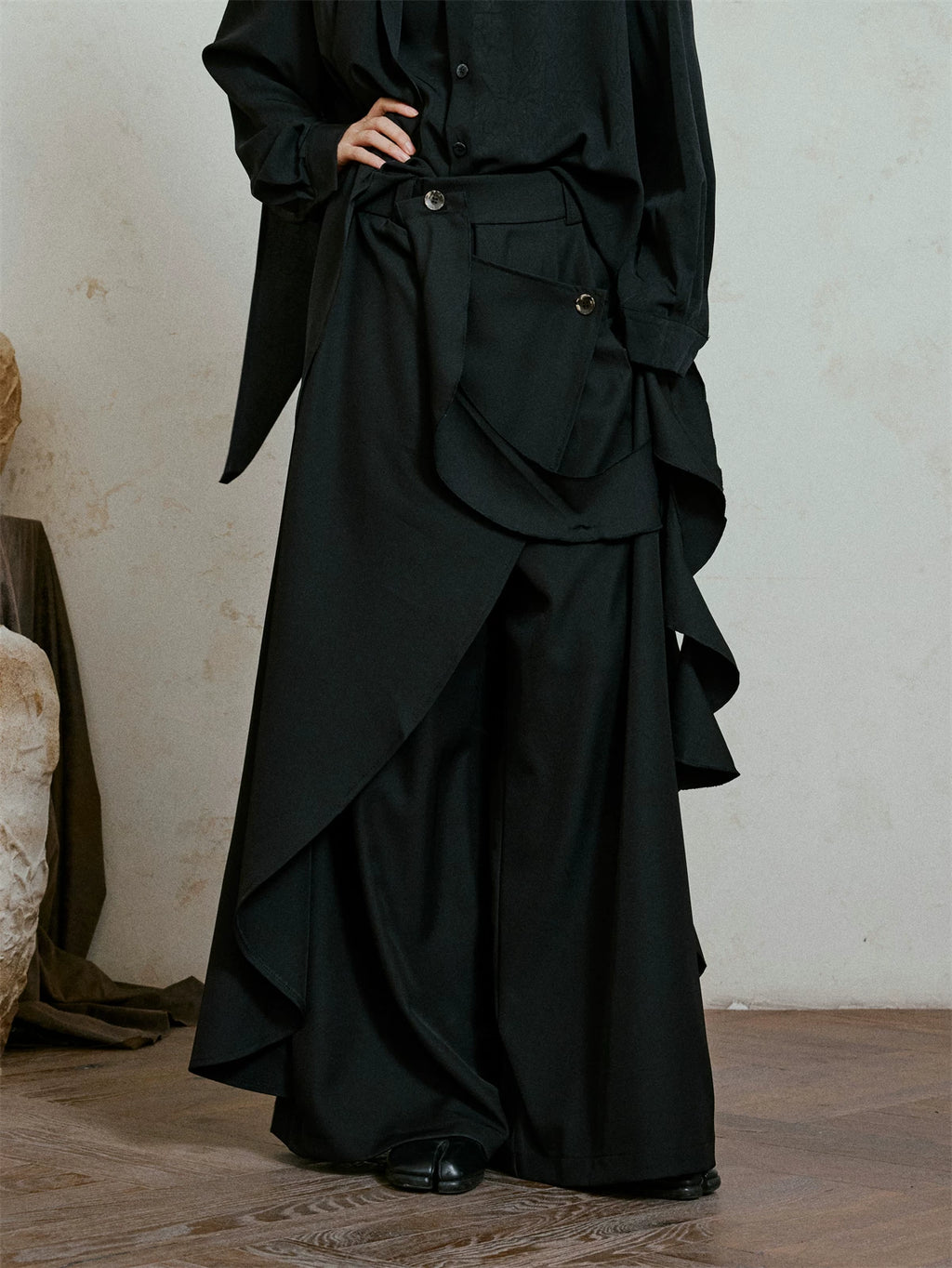 SUNYVONNE Niche Irregular Fashionable Streamer Loose Trouser Skirt