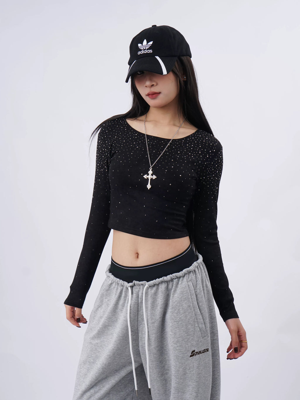 SAMUSAN Irregular Hot Diamond Short Long Sleeve