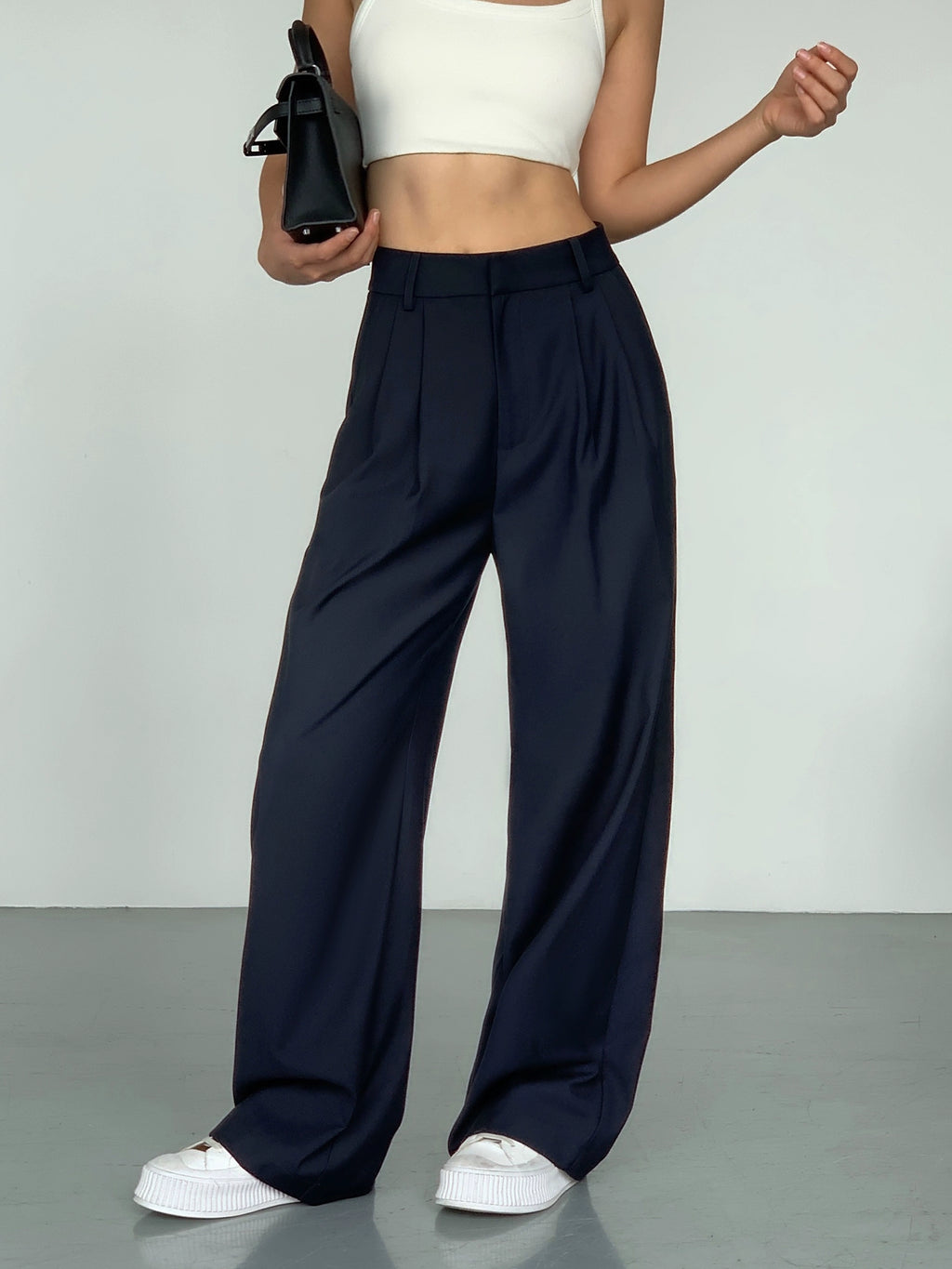 NEVA HU High-waisted Wide-leg Loose Suit Pants