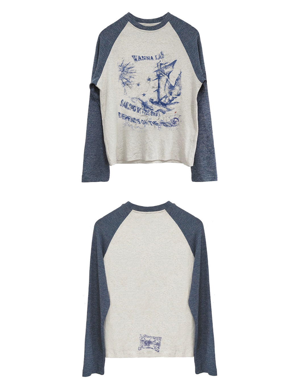 WANNA LAB Retro Color Matching Shoulder Long Sleeves