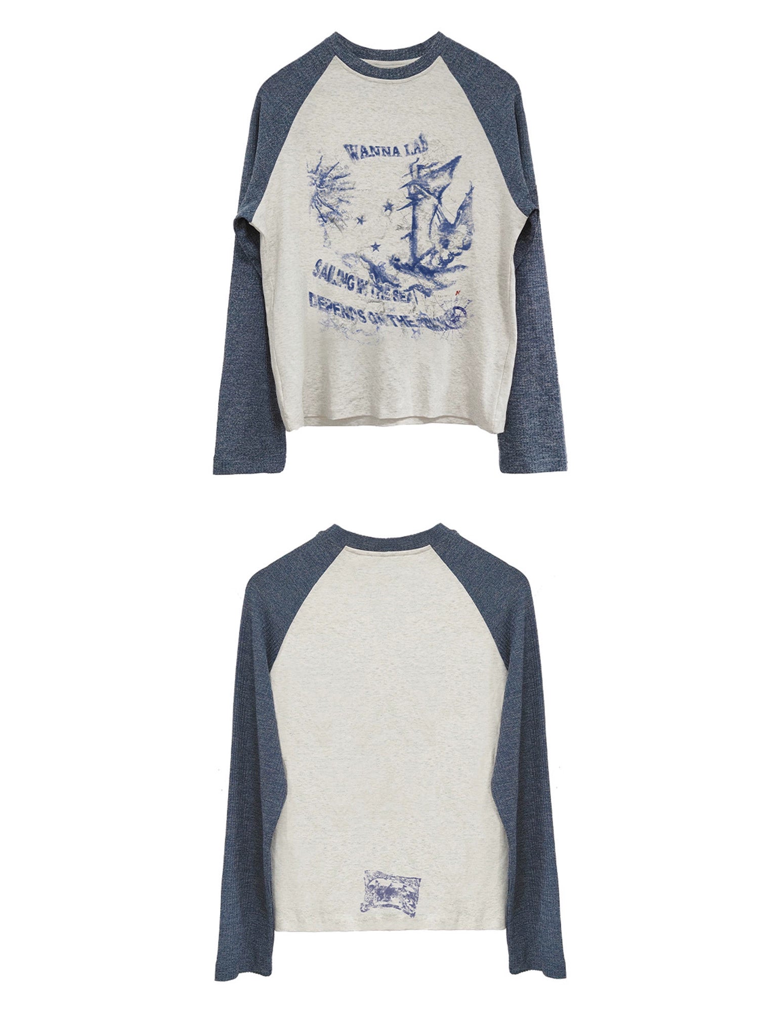 WANNA LAB Retro Color Matching Shoulder Long Sleeves