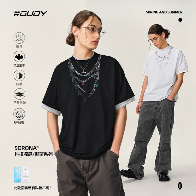#OVDY Jewelry Antibacterial 2025 New Double Crew Neck Tee