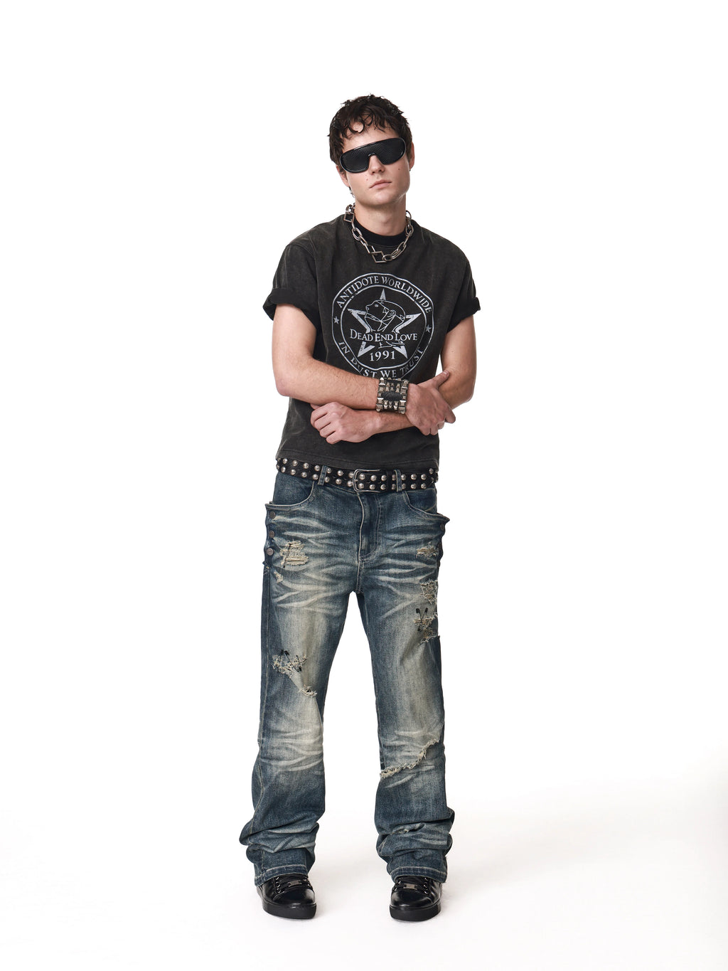 ANTIDOTE Head Symbol Wear Print Casual Tee