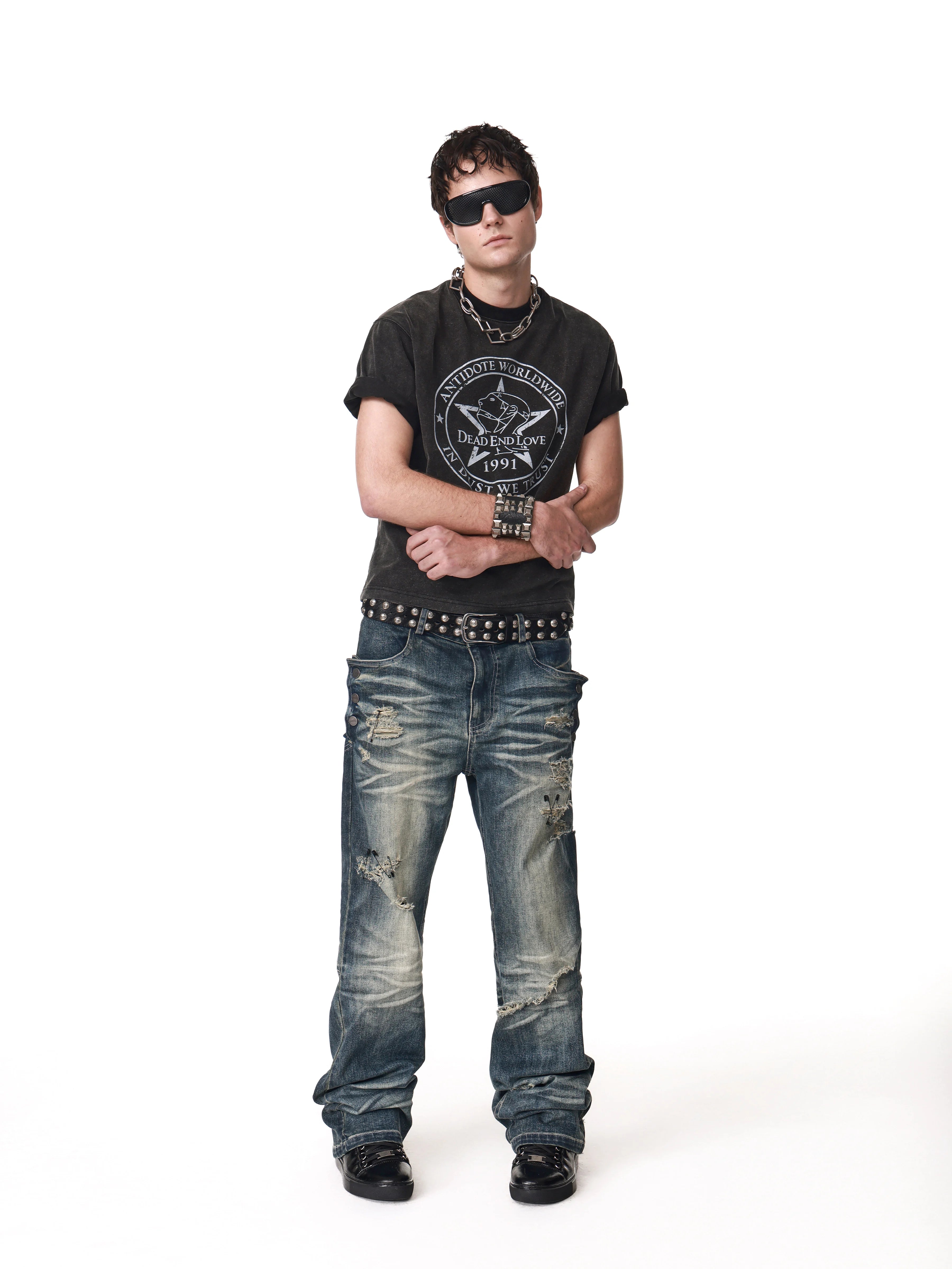 ANTIDOTE Head Symbol Wear Print Casual Tee