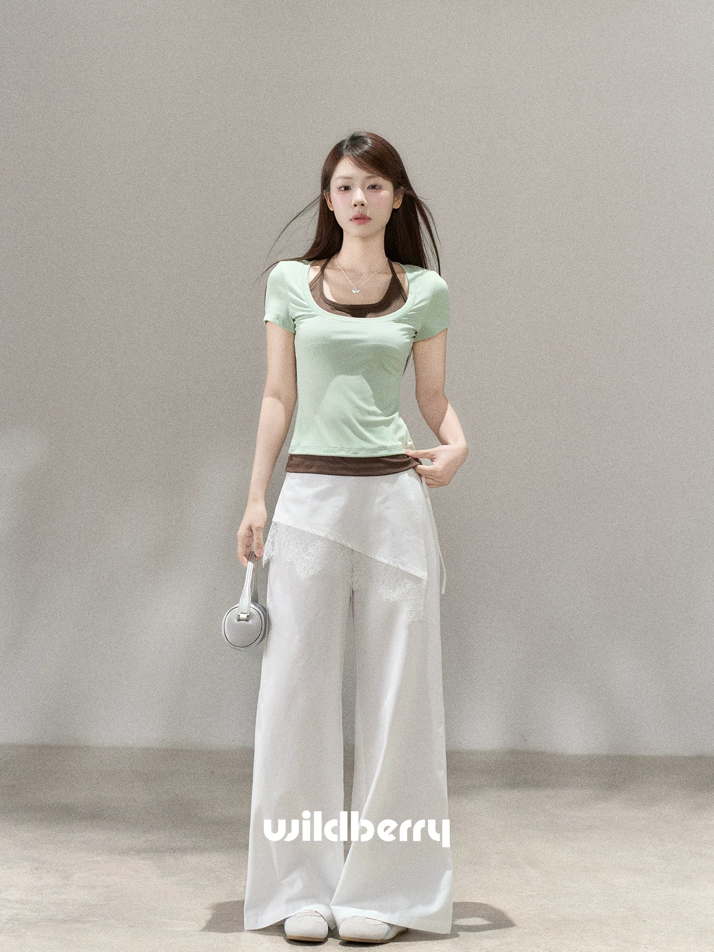 Wildberry High Waist Casual Fart Curtain Pants