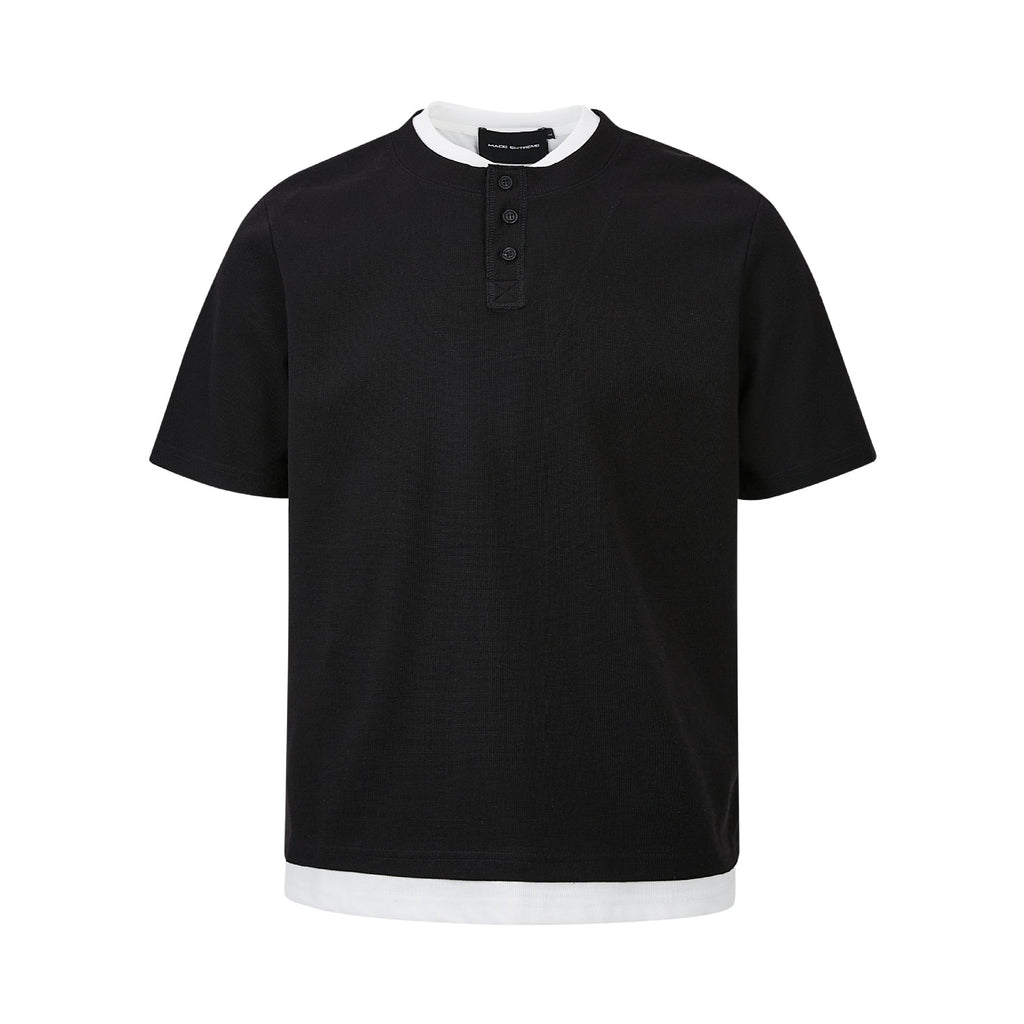 MADEEXTREME Henry collar fake two short-sleeved tee