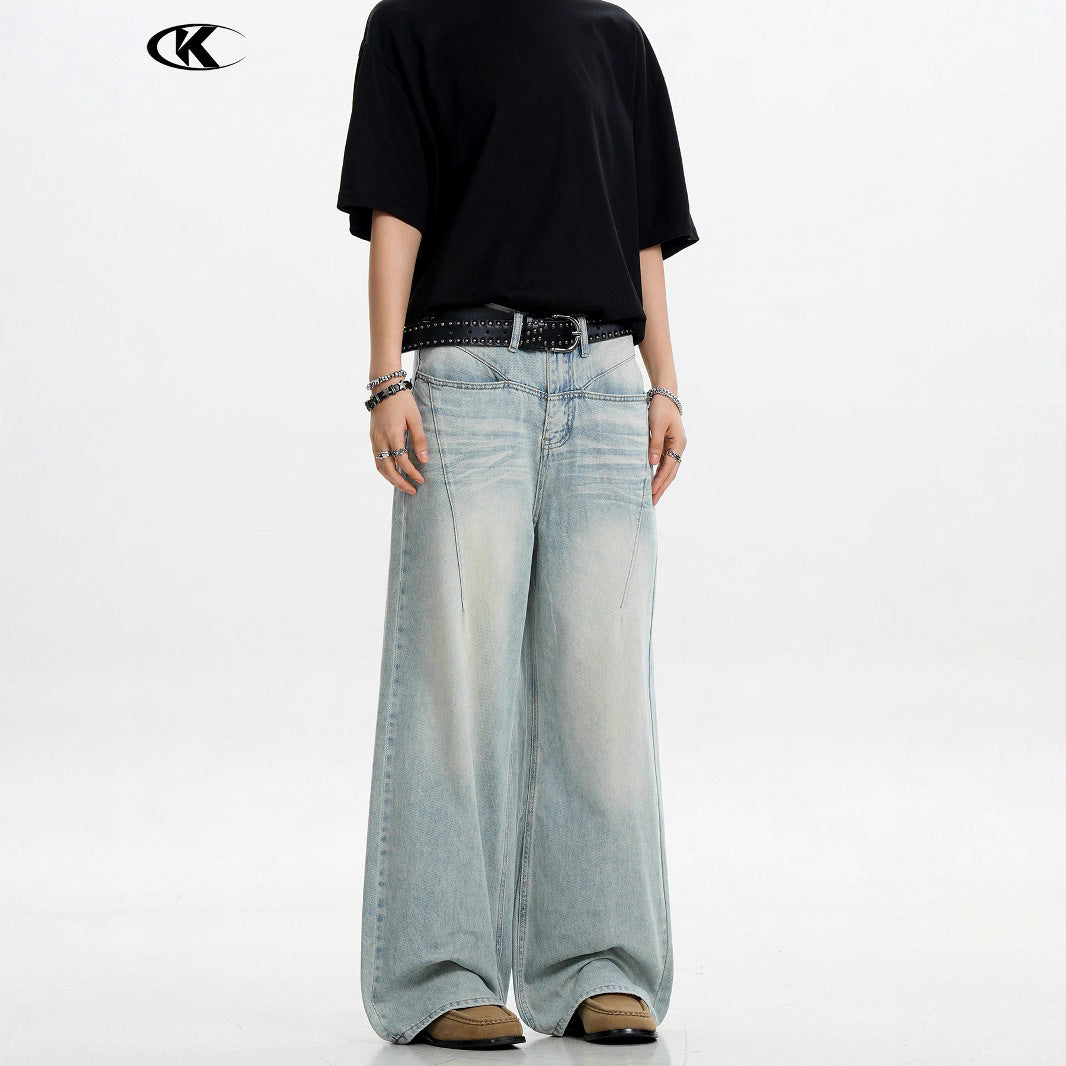 11KN Retro Cat Beard Loose Jeans