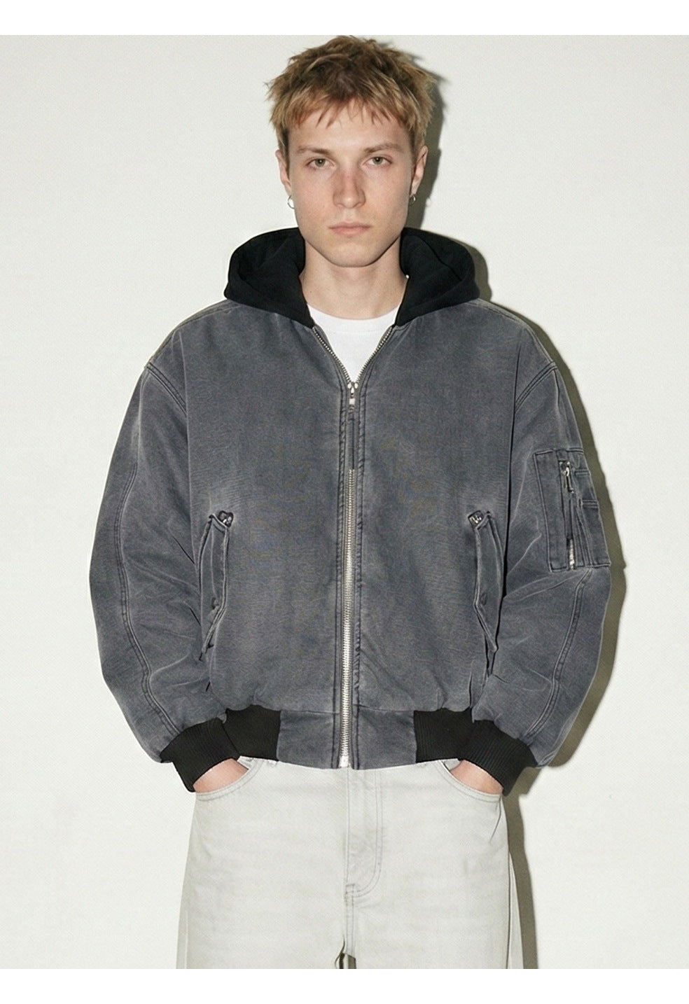 MADEEXTREME Retro Patchwork Hooded Thickened Jacket