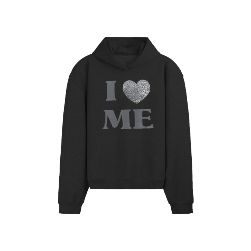 KONOOT Love Hot Diamond Letter Foam Print Hooded Sweater