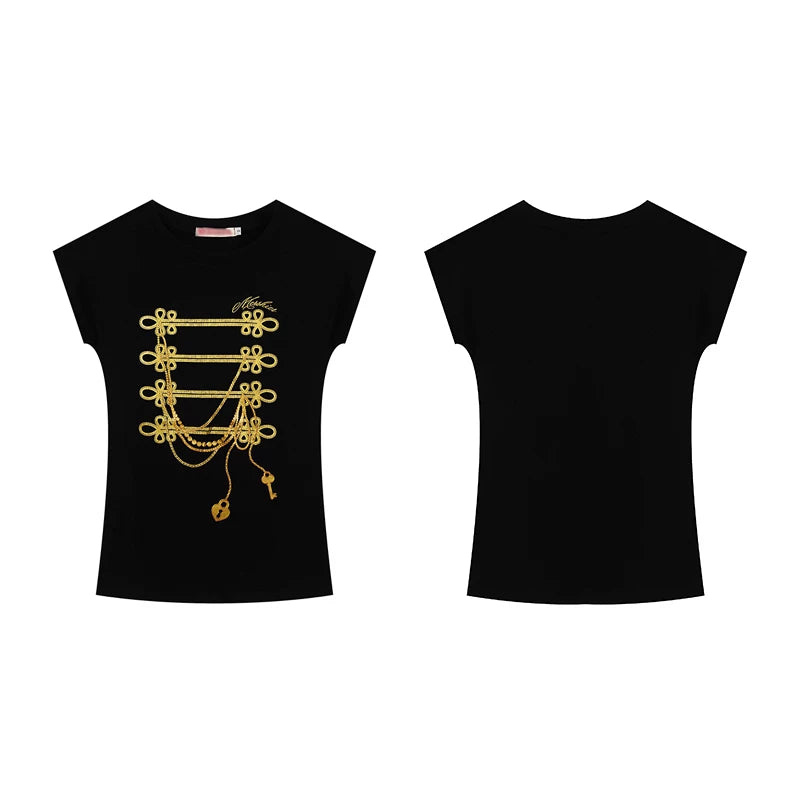 EAHO Chain Bronzing Printing Slim and Thin Tee