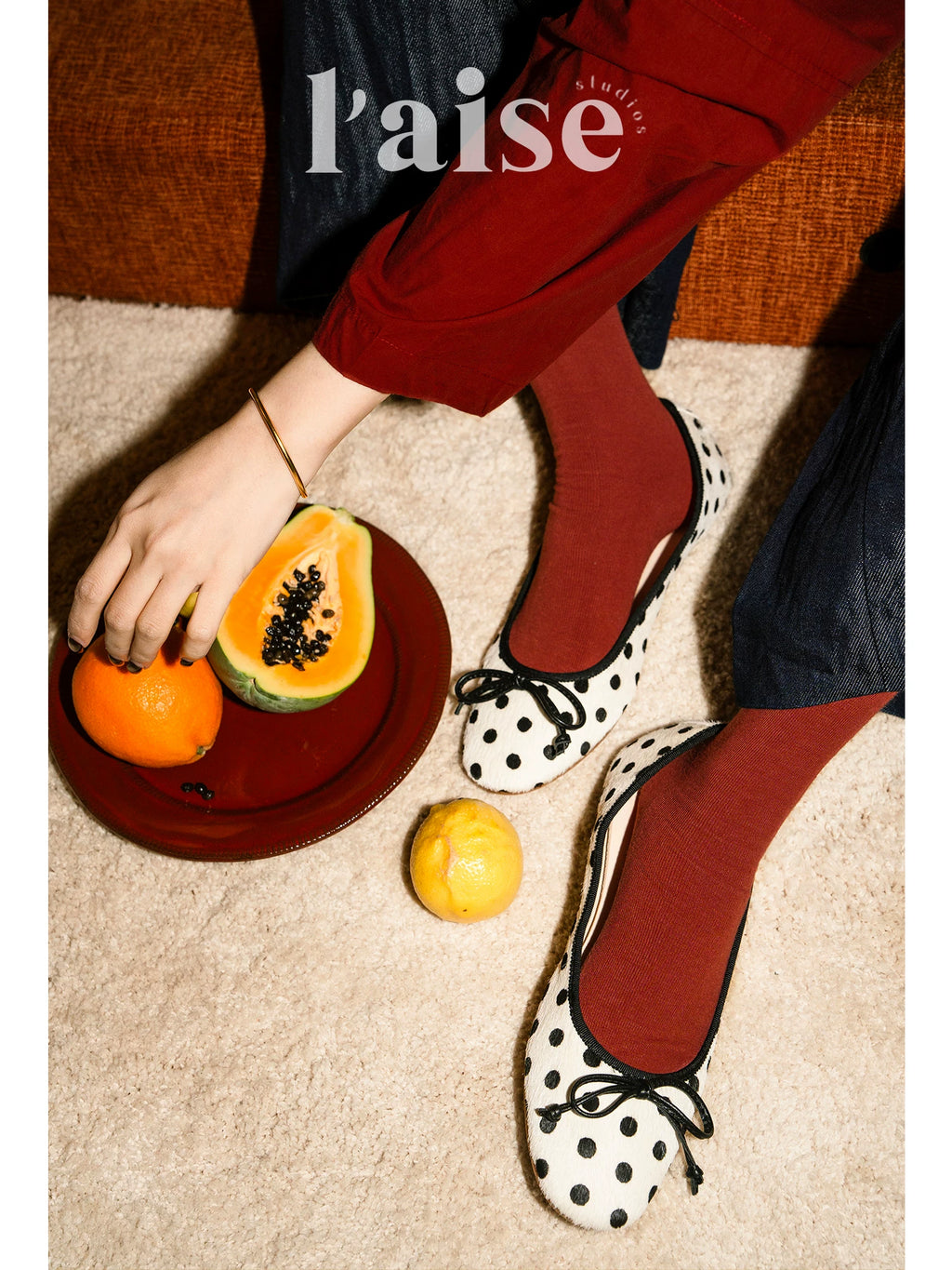 L'aise Vintage Polka Dot Flat Versatile Shoes