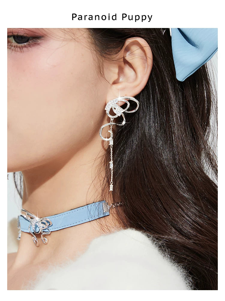 PP Streamer Bow Fringed Earrings