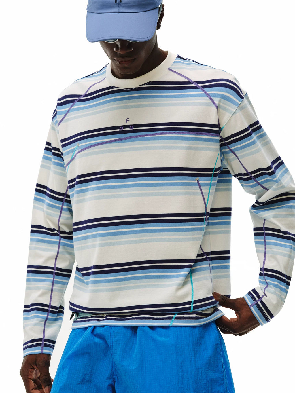 FPA Striped Sports Loose Casual Crew Neck Long Sleeve