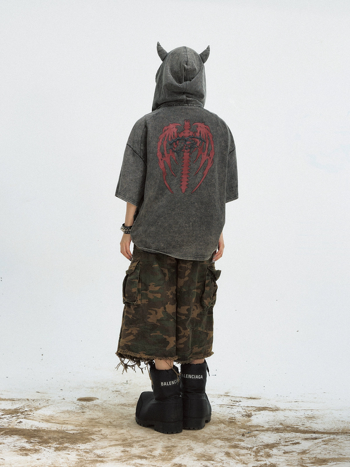PEOPLESTYLE Diablo Little Devil Made Old Washed Hooded Tee
