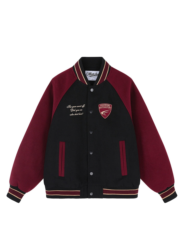 MATCHA STORY Embroidered Premium Baseball Jacket
