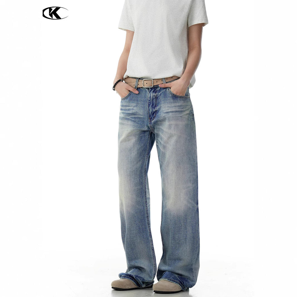 11KN Retro Old Gradual Change Loose Wide Leg Pants