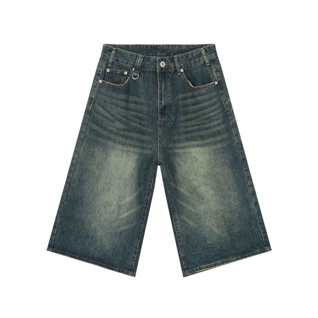 PUBLICRADIO Retro Silhouette Washed Denim Cropped Shorts