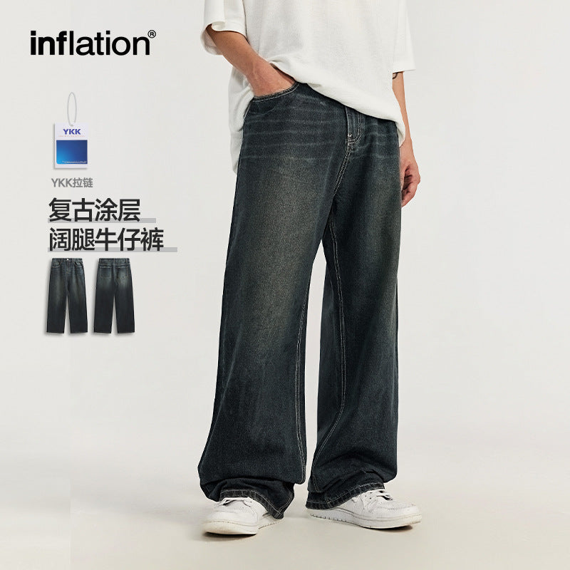 INF coated Black Whiskers wide-leg jeans