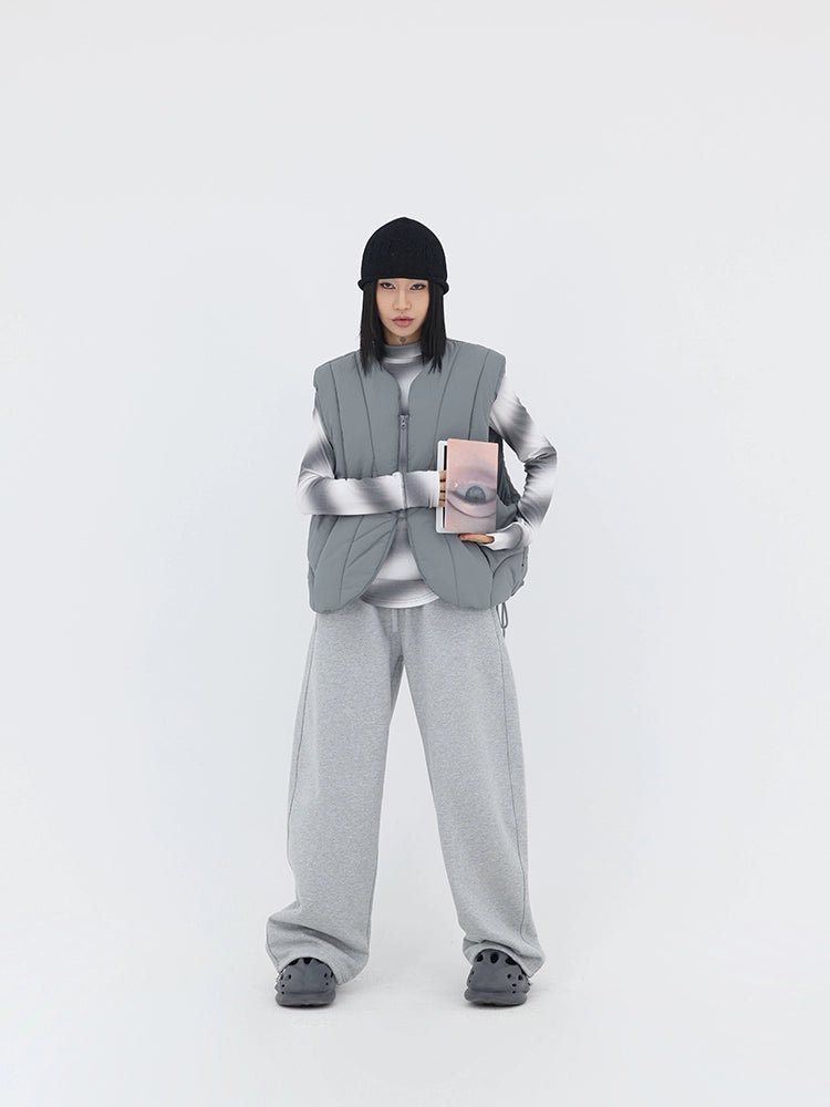 FUZZYKON Drawstring Sports Casual Wide-leg Straight-leg Pants