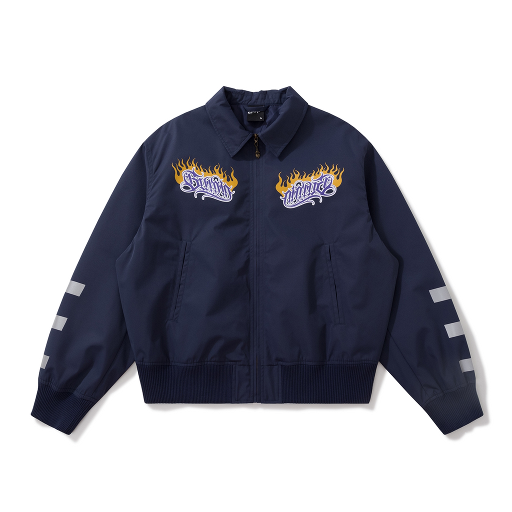BURNIN Reflective Strip Flame Logo Temperament Jacket
