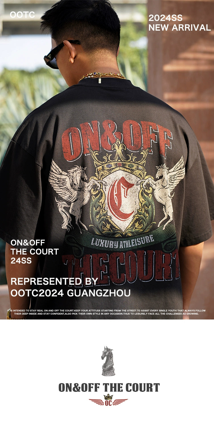 OOTC Retro Direct Injection Printing Small Neckline Tee