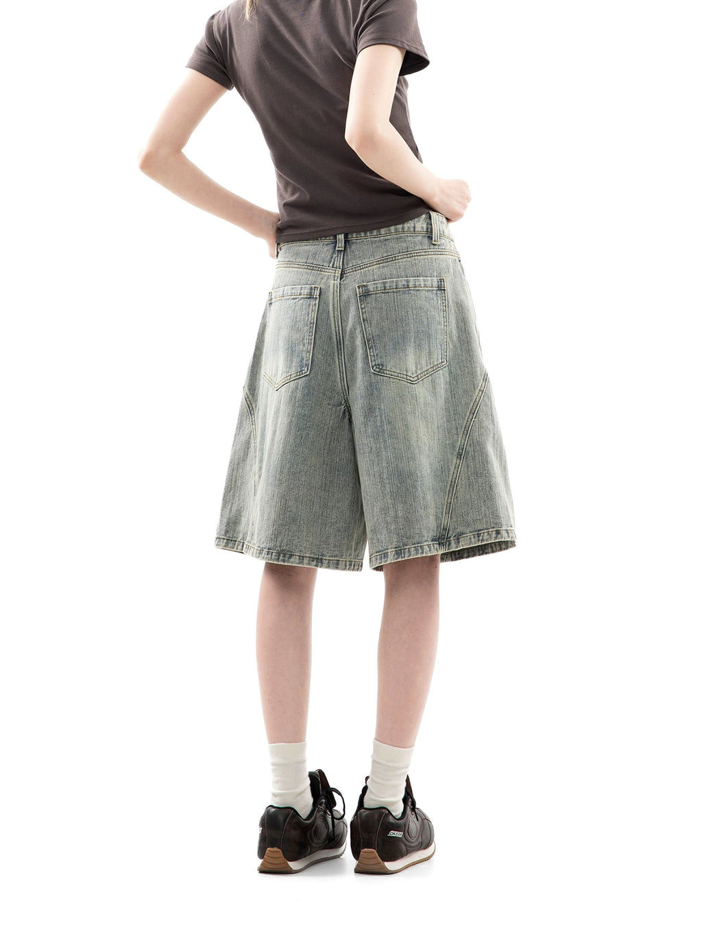 CHANT2nd Vintage Ripped Denim Wide Leg Shorts