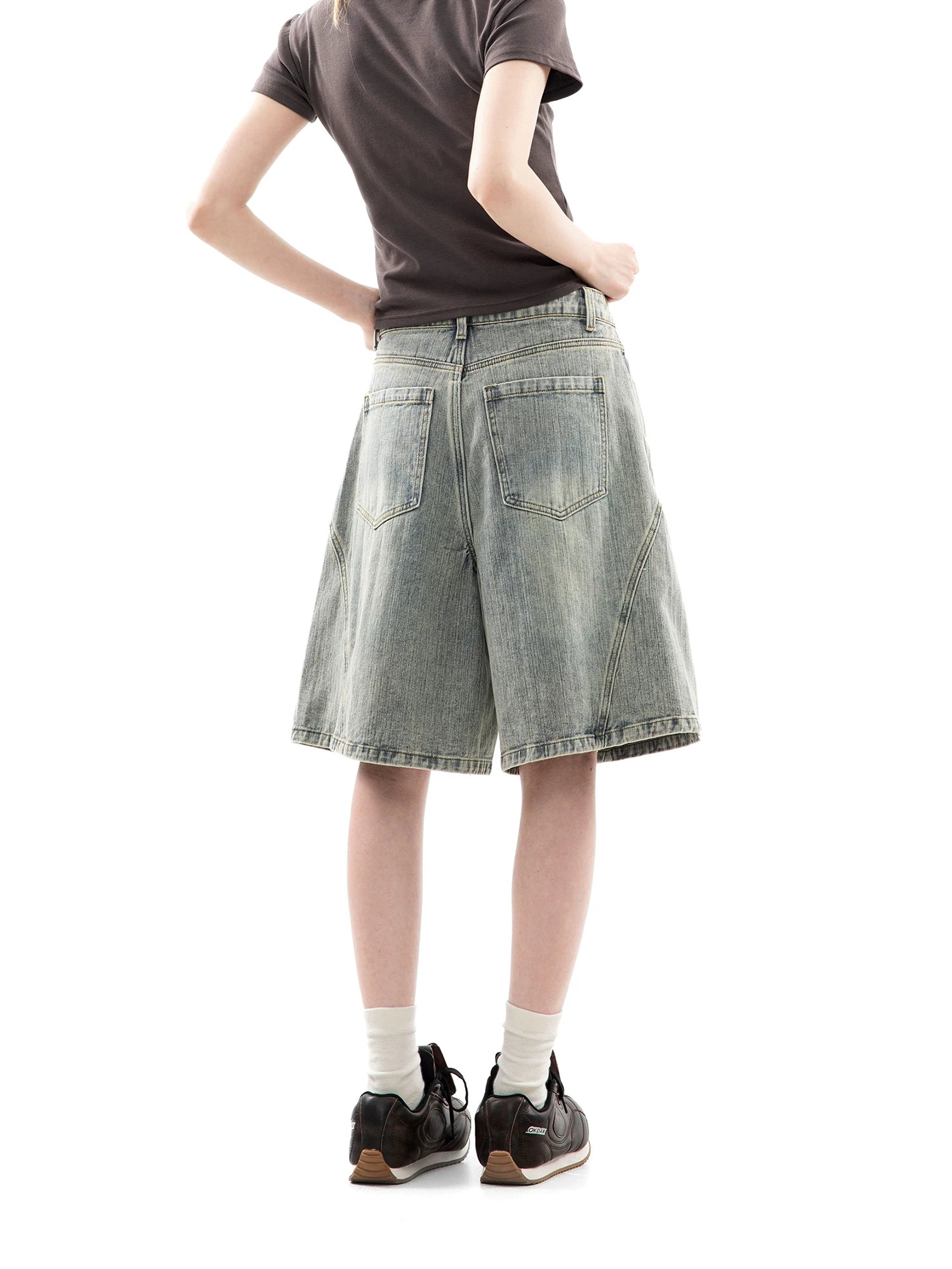 CHANT2nd Vintage Ripped Denim Wide Leg Shorts