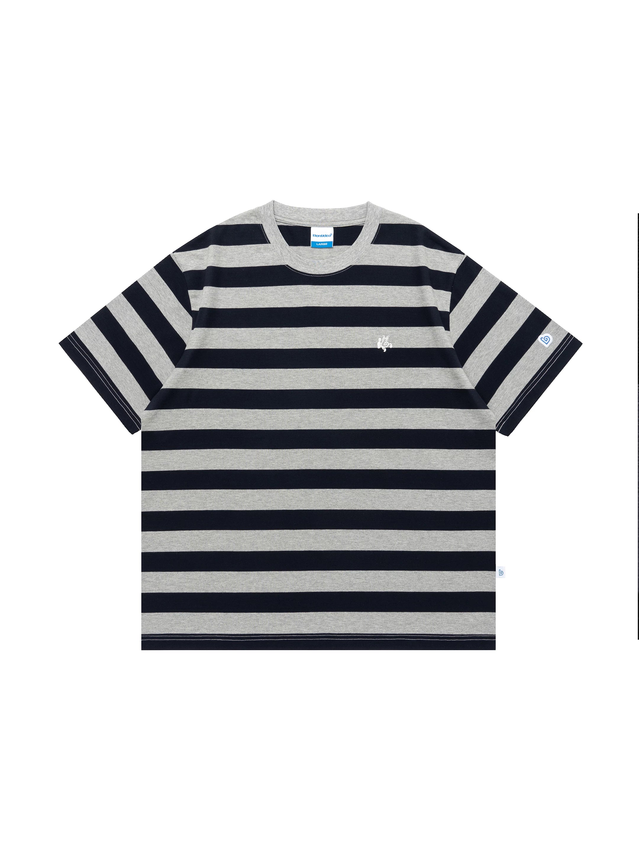 BENT IDEA Wide Striped Crew Neck Casual Tee
