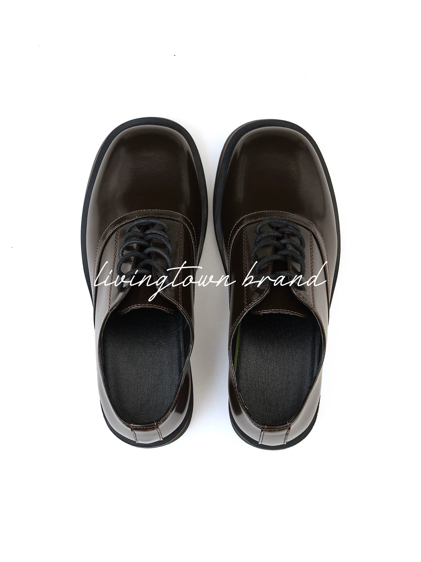 LIVINGTOWN Simple Niche Round Head Leather Shoes