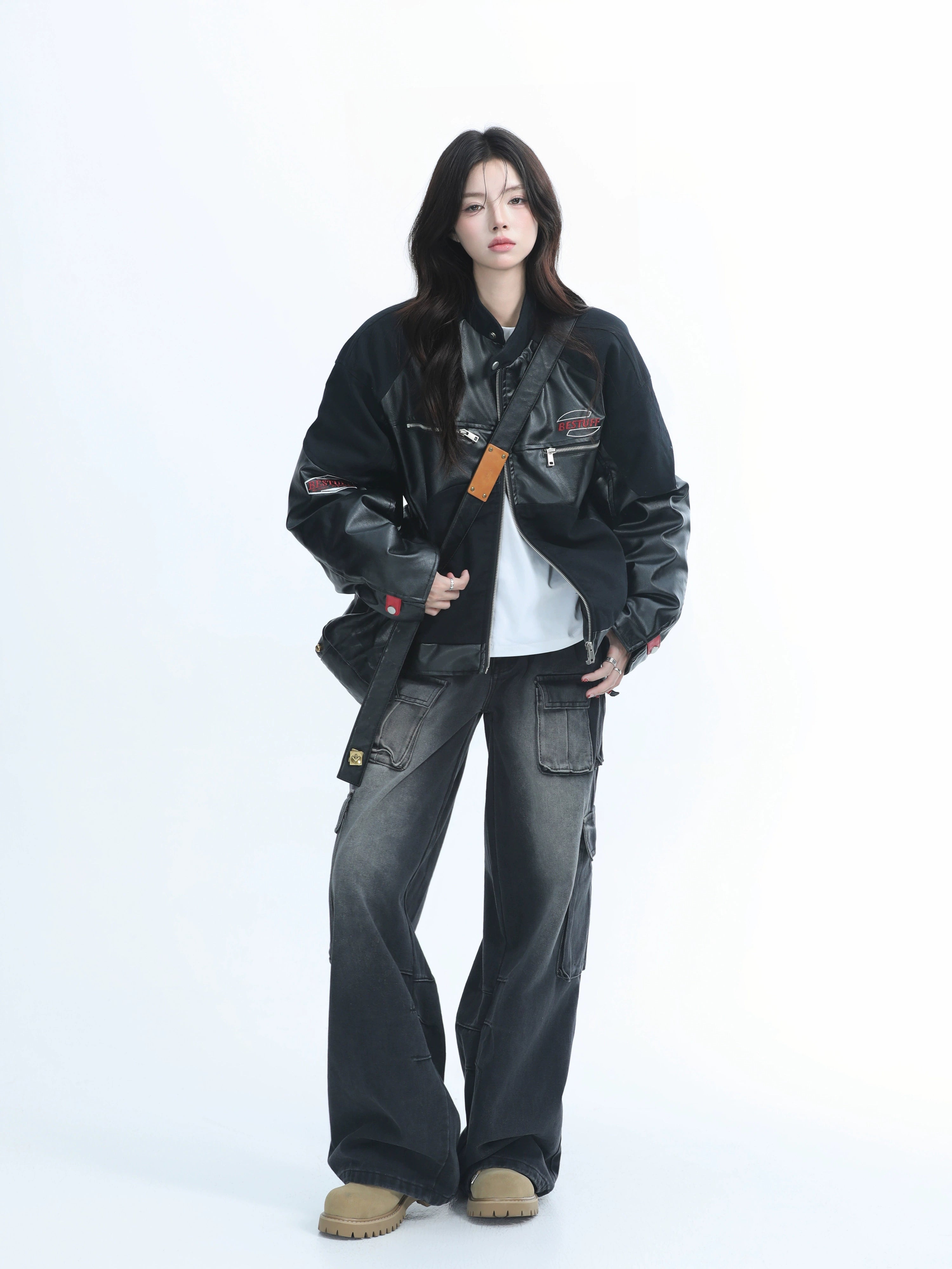 Zuocisankon Vintage Thickened Leather Jacket