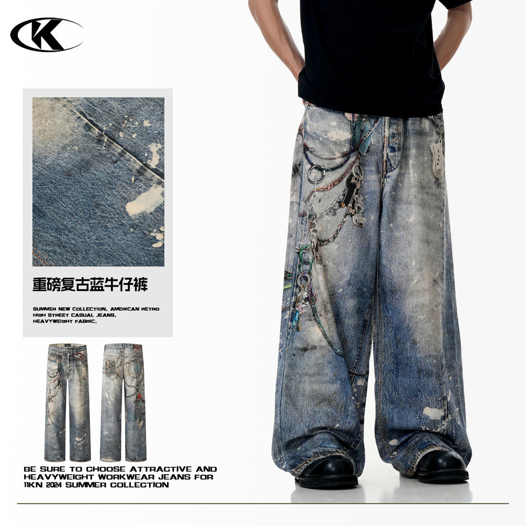11KN CHAIN printed jeans