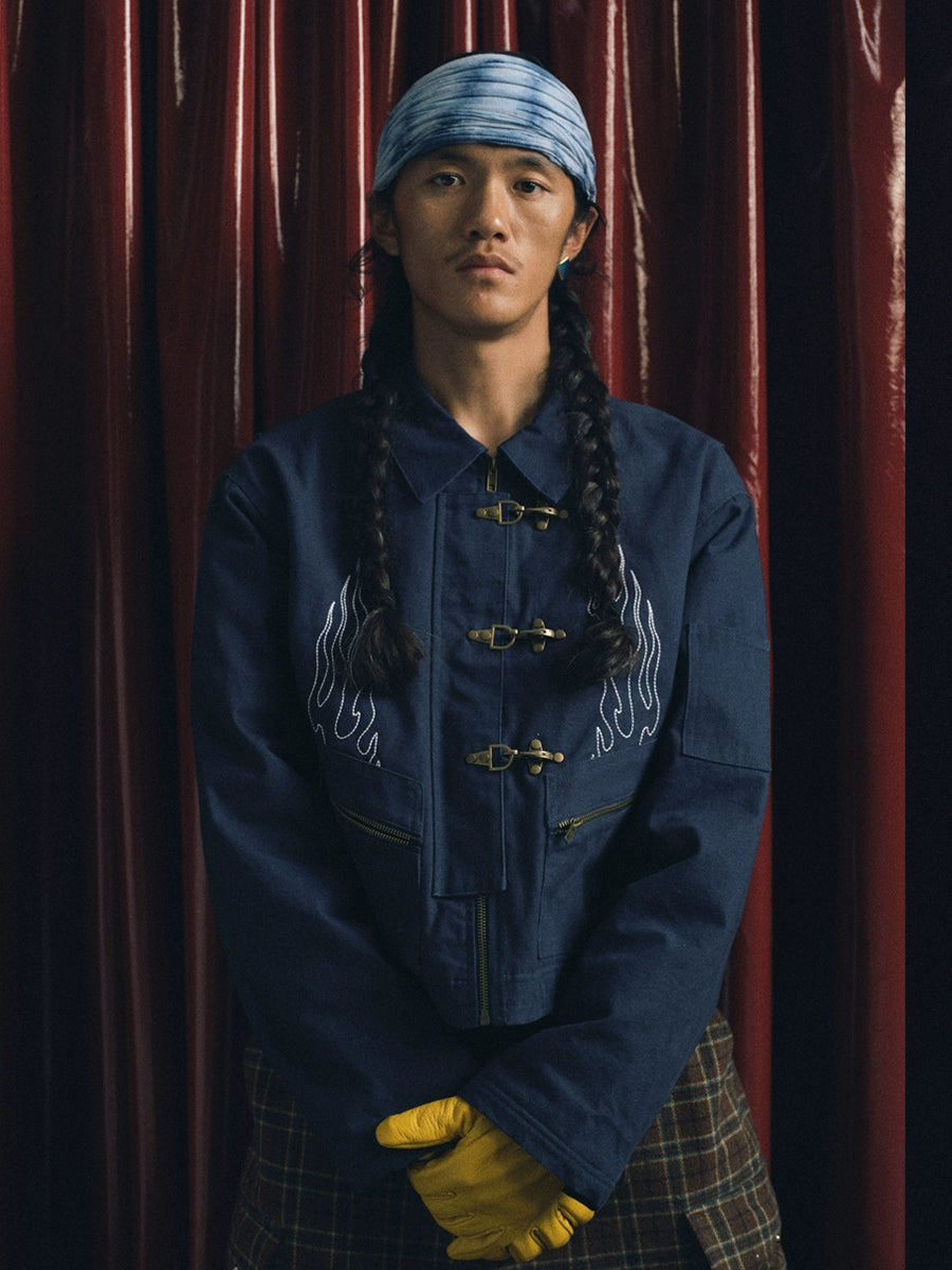 TREclub Vintage Plane Buckle Short Wide Jacket