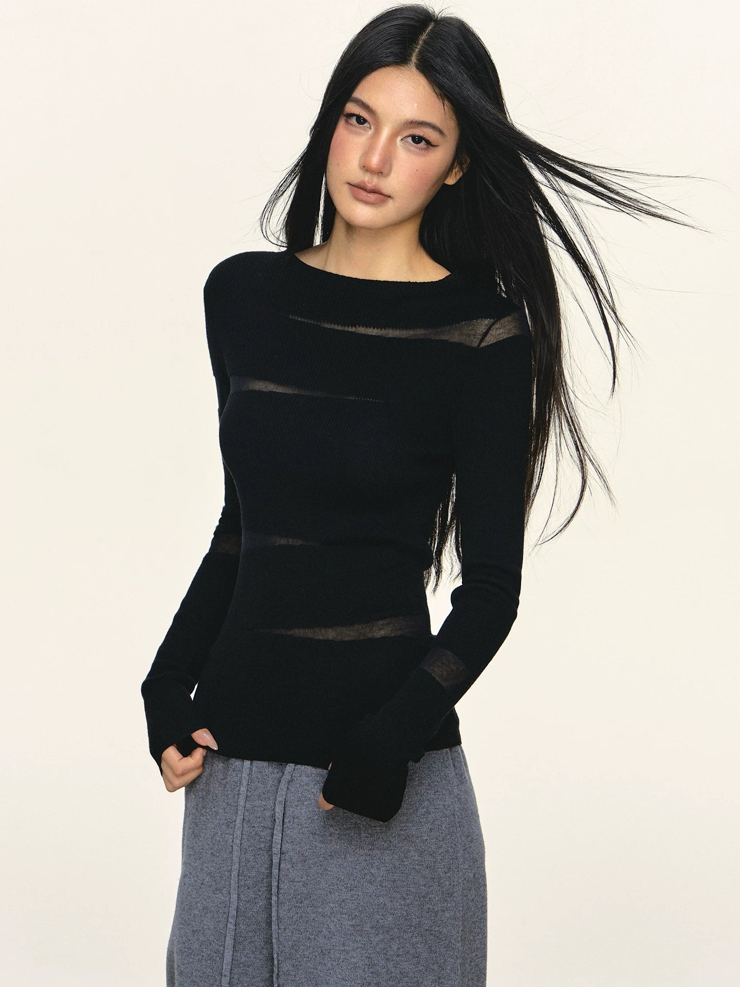 Anna Aneae Irregular Waist Casual Versatile Long Sleeves