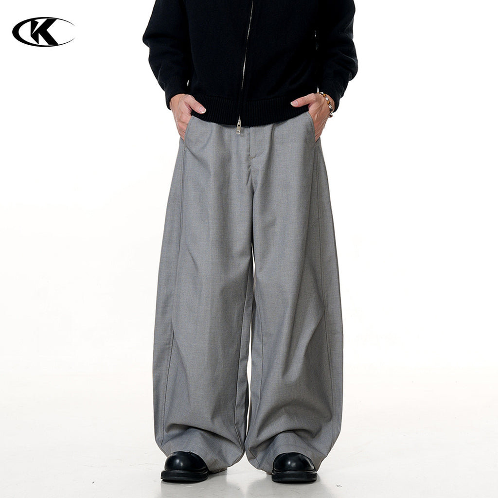 11KN Vintage Pleated Loose Straight Wide Leg Casual Pants